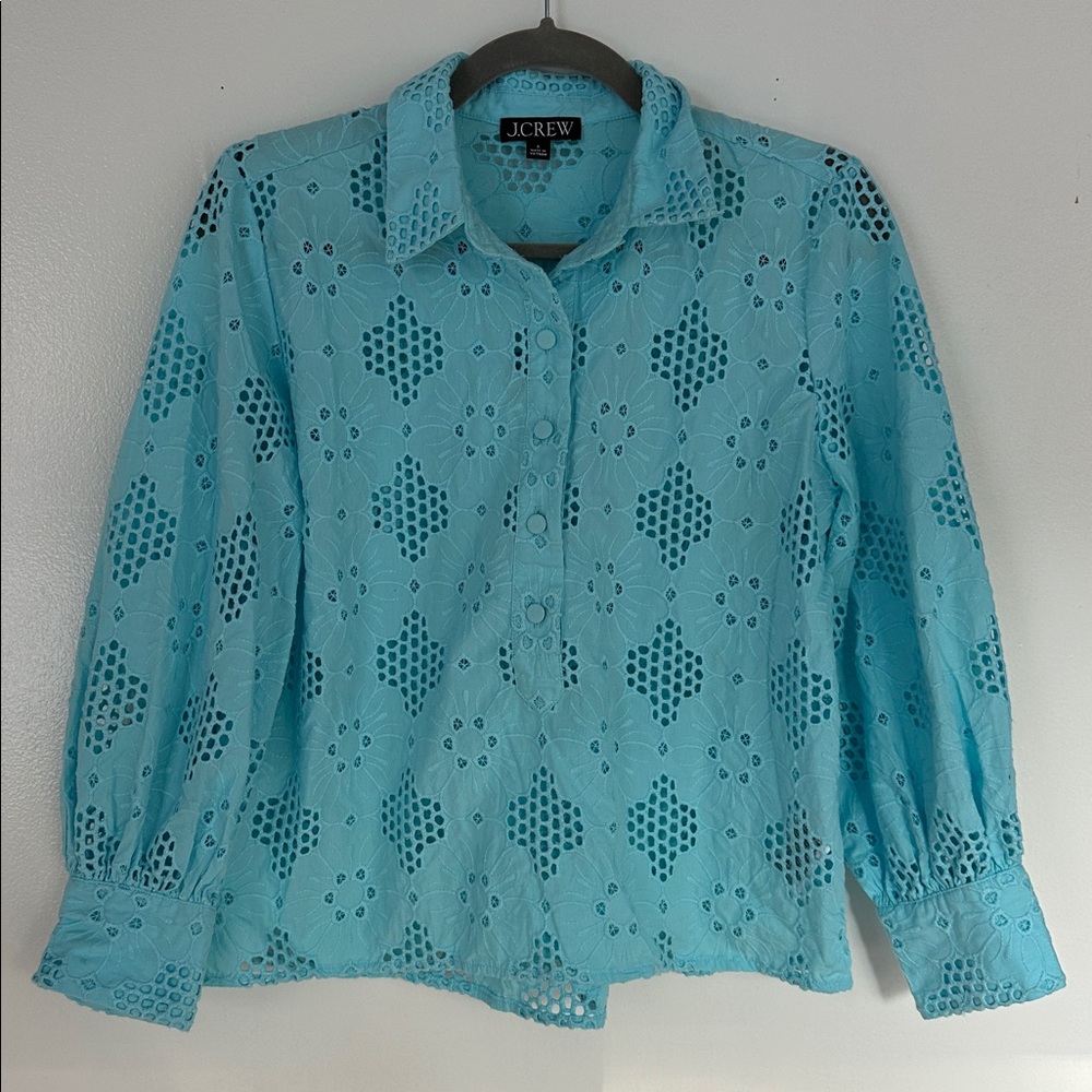 J.Crew Turquoise Eyelet Shirt
